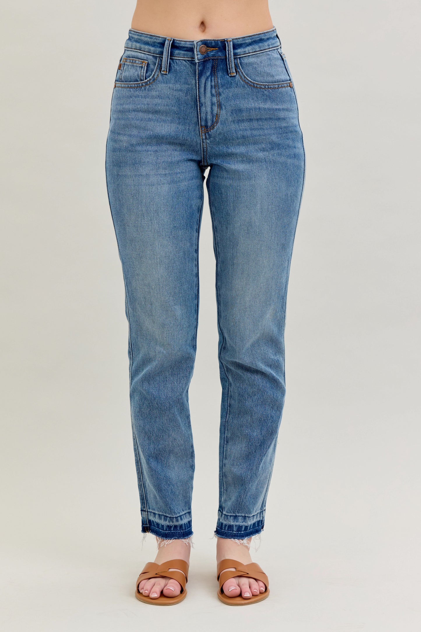 Mid Rise Release Hem Boyfriend Jeans