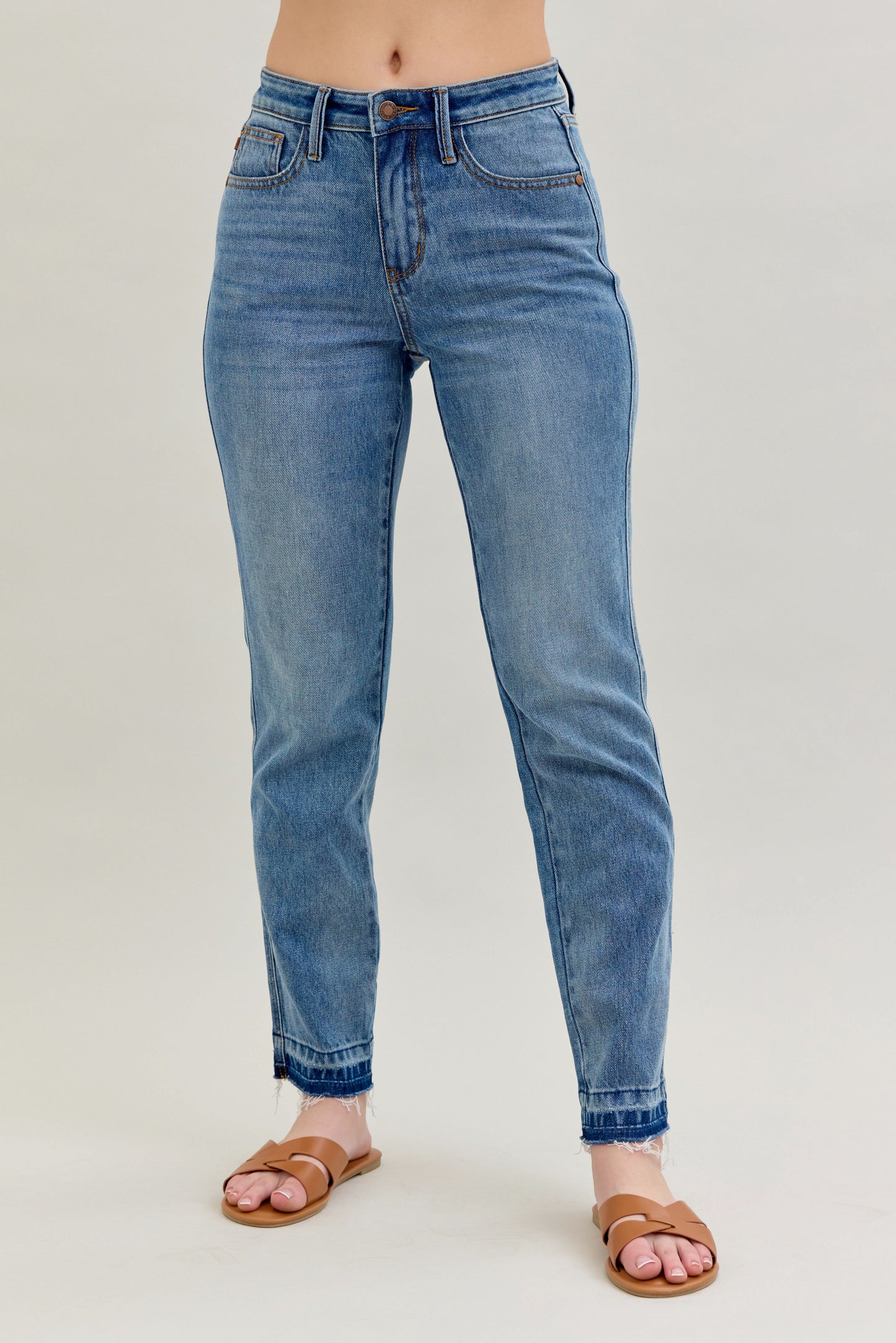 Mid Rise Release Hem Boyfriend Jeans