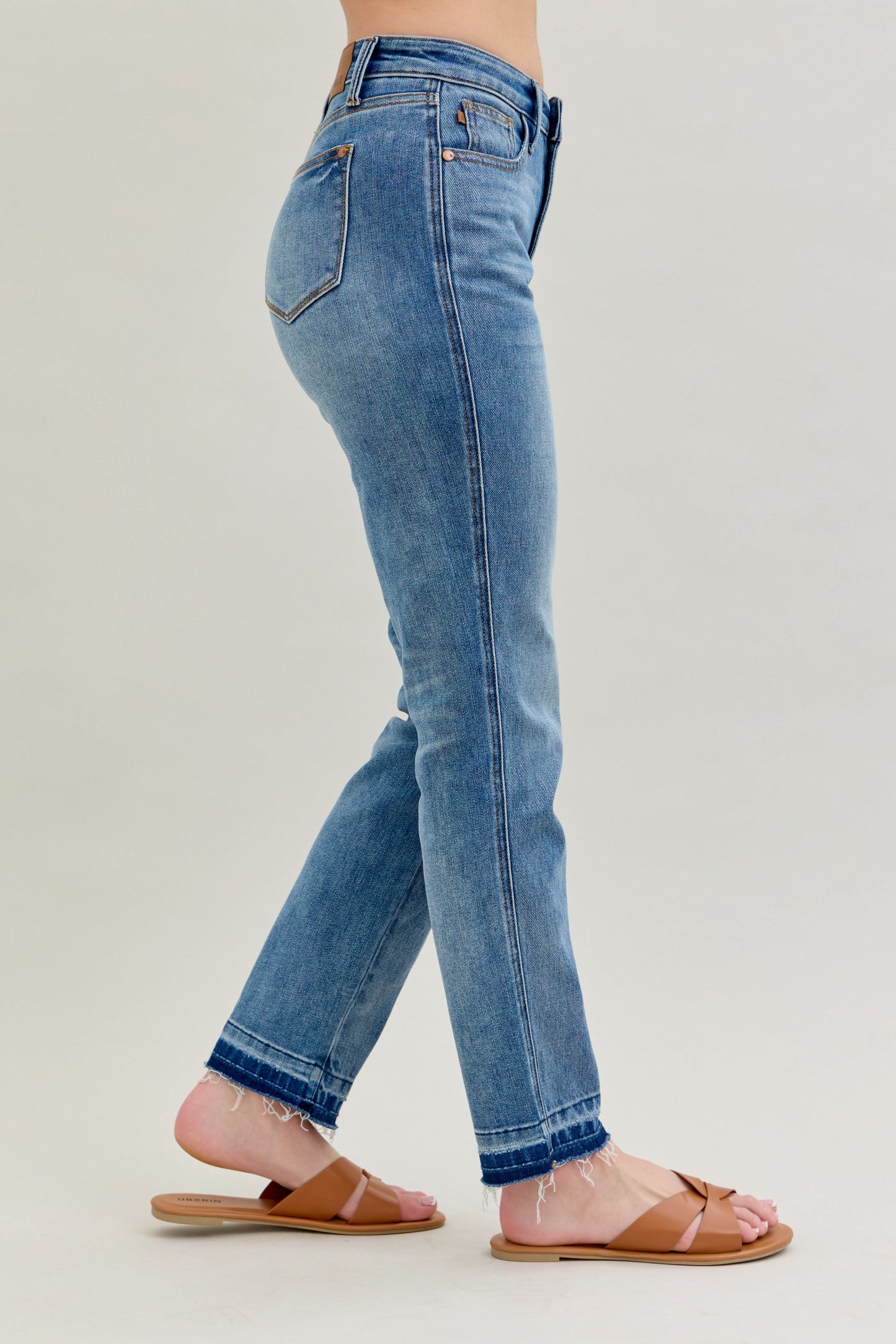 Mid Rise Release Hem Boyfriend Jeans