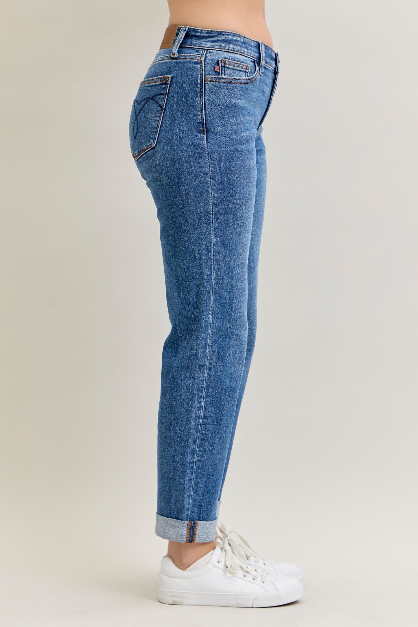 Judy Blue Mid Rise Boyfriend Classic Cuffed Jean