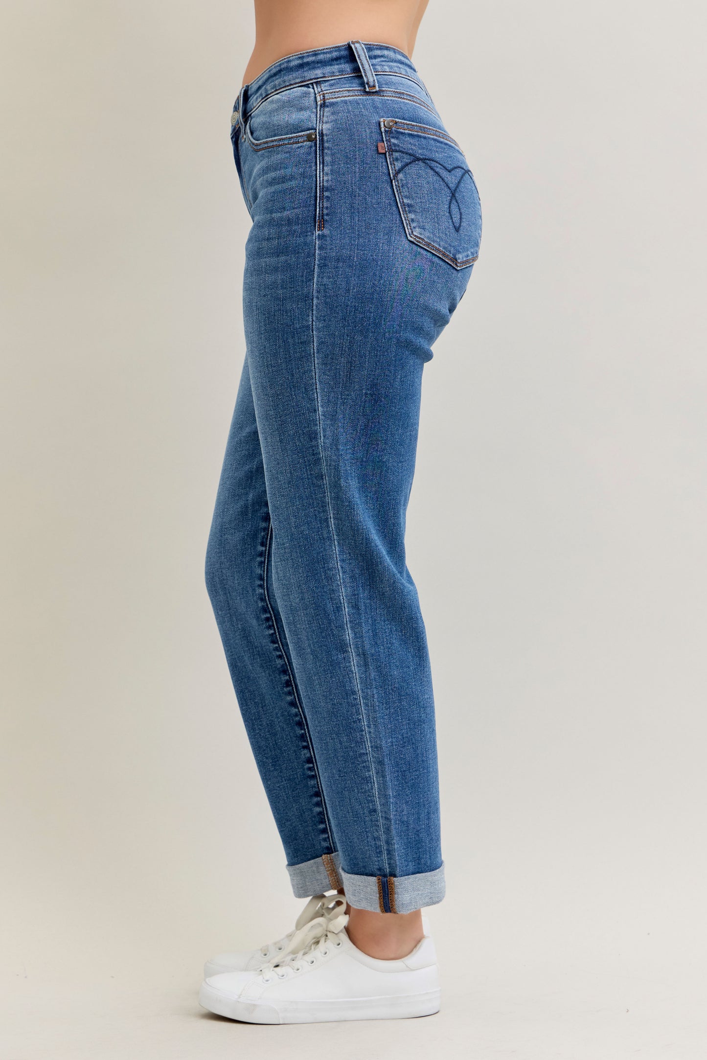 Judy Blue Mid Rise Boyfriend Classic Cuffed Jean