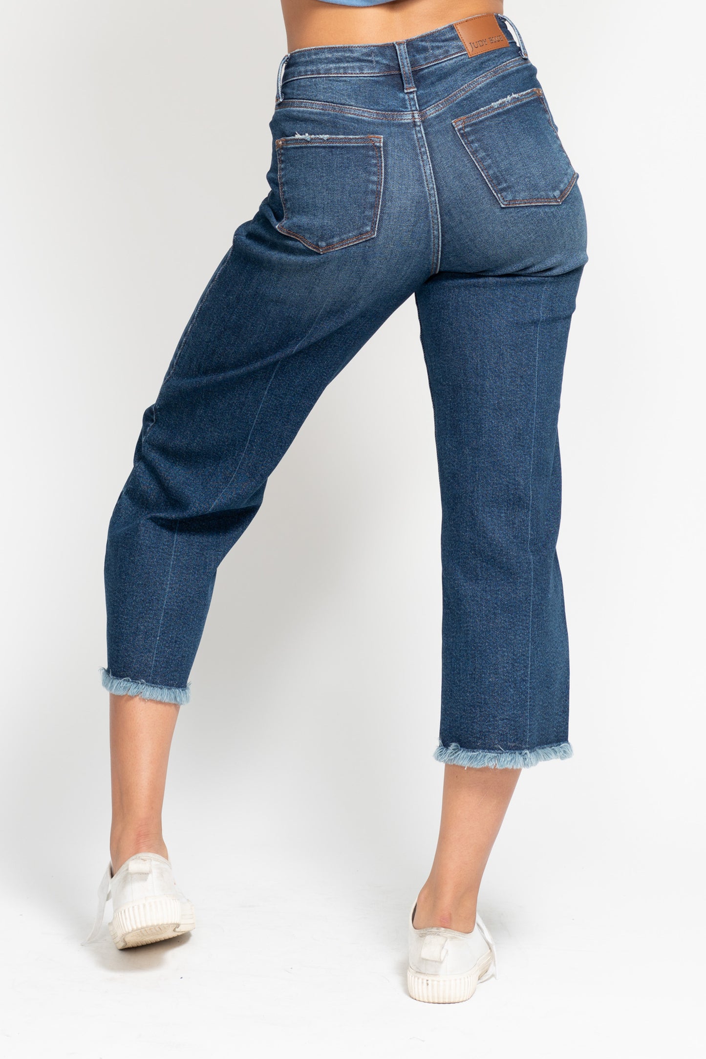 Judy Blue Button Fly Destroy Hem Crop Wide