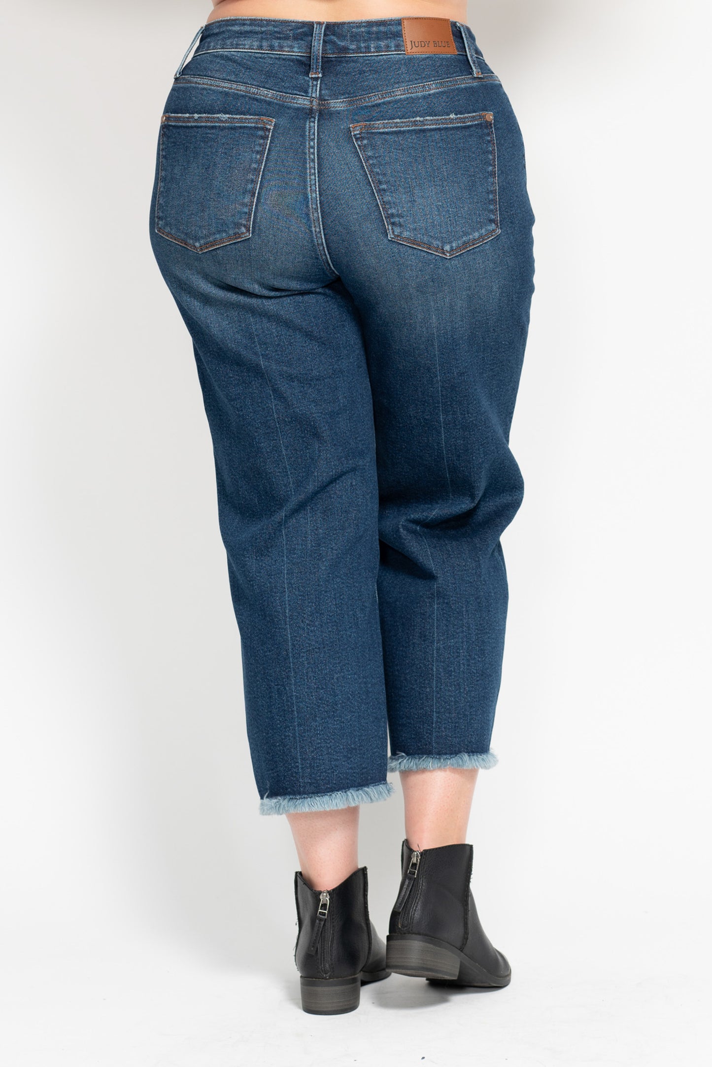 Judy Blue Button Fly Destroy Hem Crop Wide-PLUS