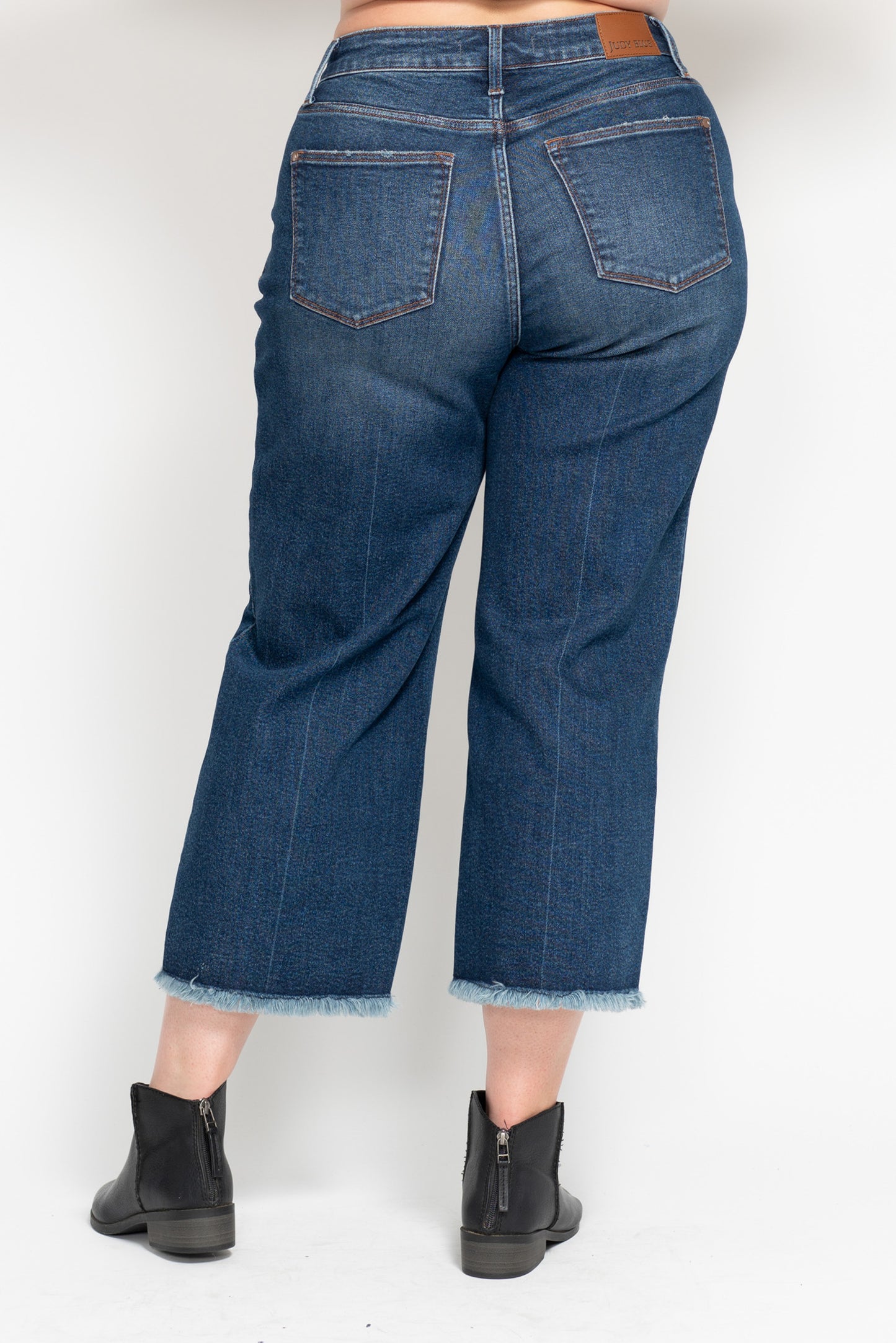 Judy Blue Button Fly Destroy Hem Crop Wide-PLUS