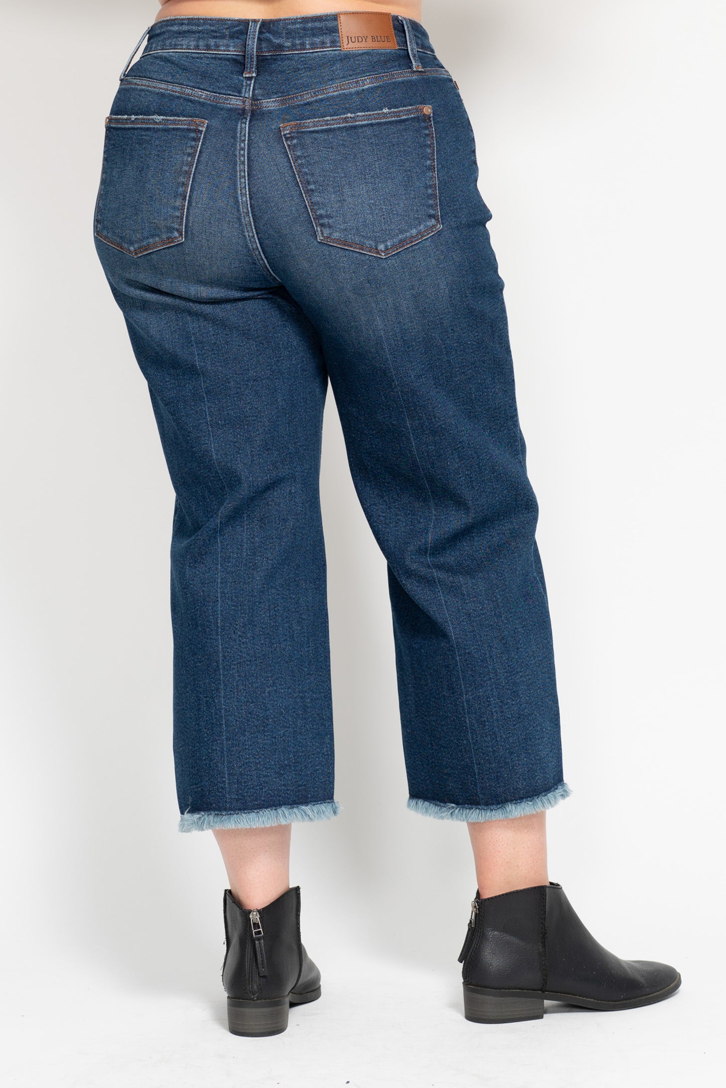 Judy Blue Button Fly Destroy Hem Crop Wide-PLUS