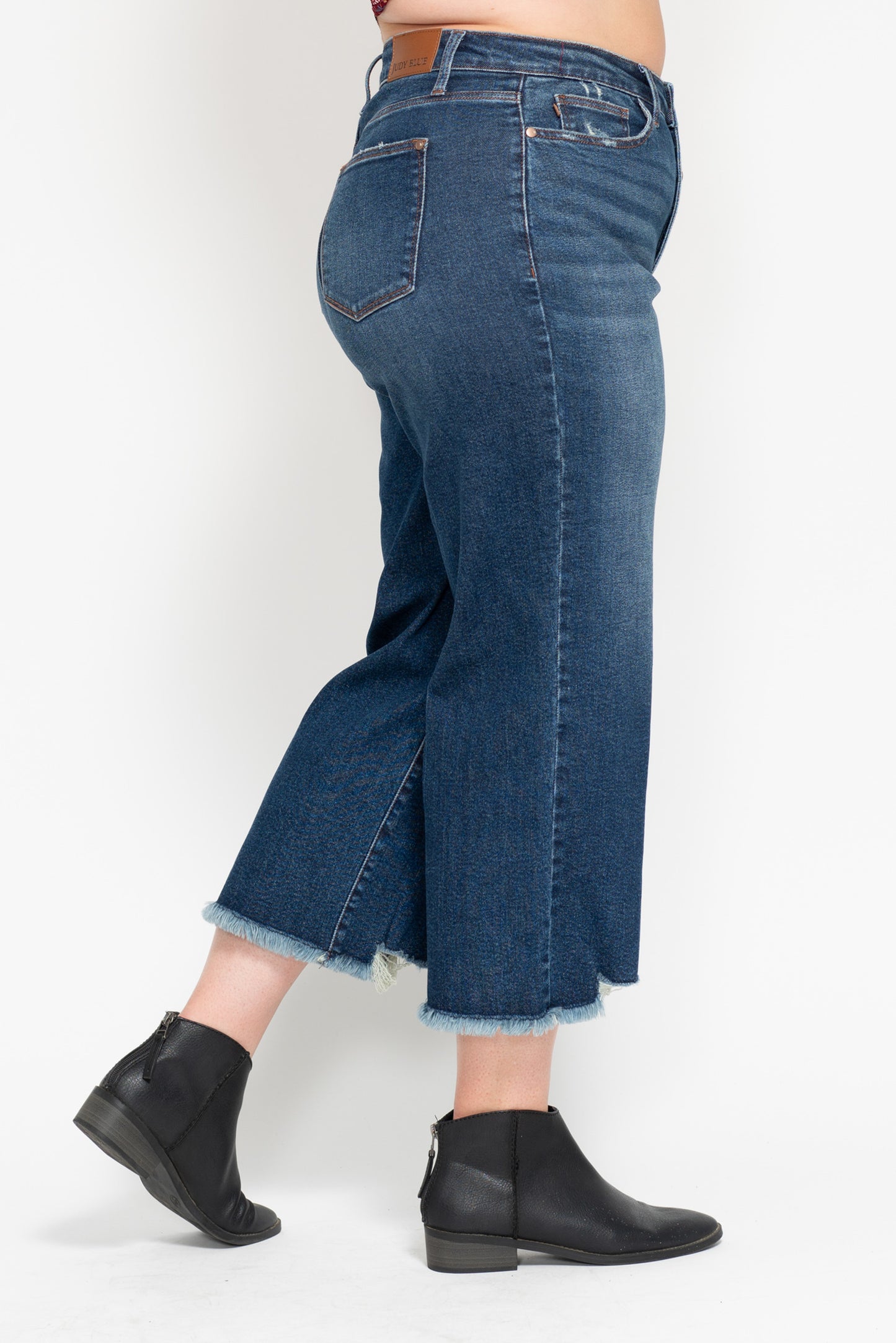 Judy Blue Button Fly Destroy Hem Crop Wide-PLUS
