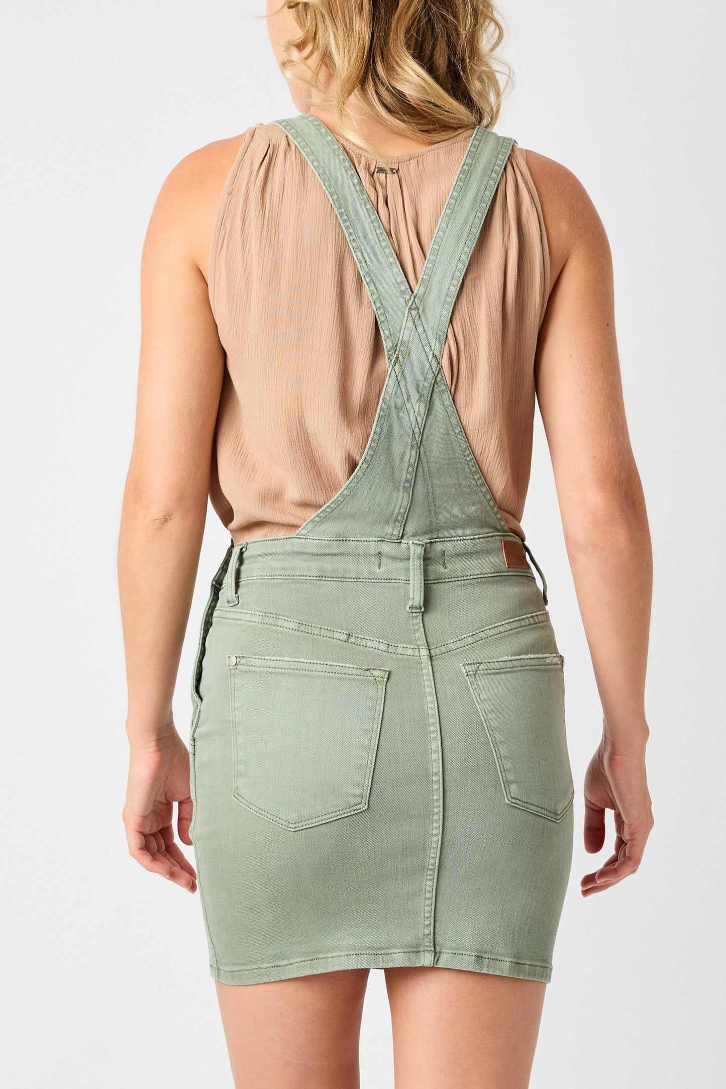 Judy Blue Olive Denim Skirt Overall-PLUS