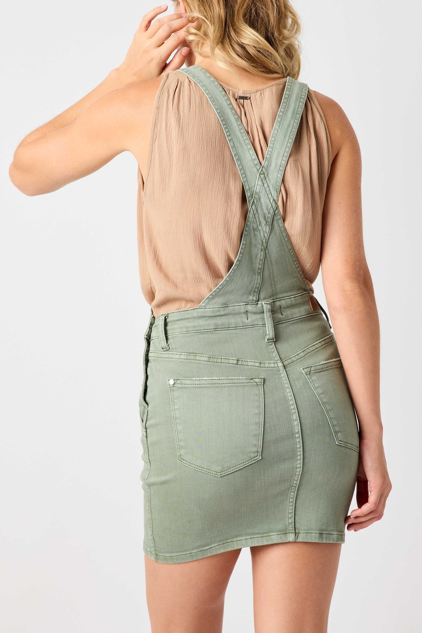 Judy Blue Olive Denim Skirt Overall-PLUS