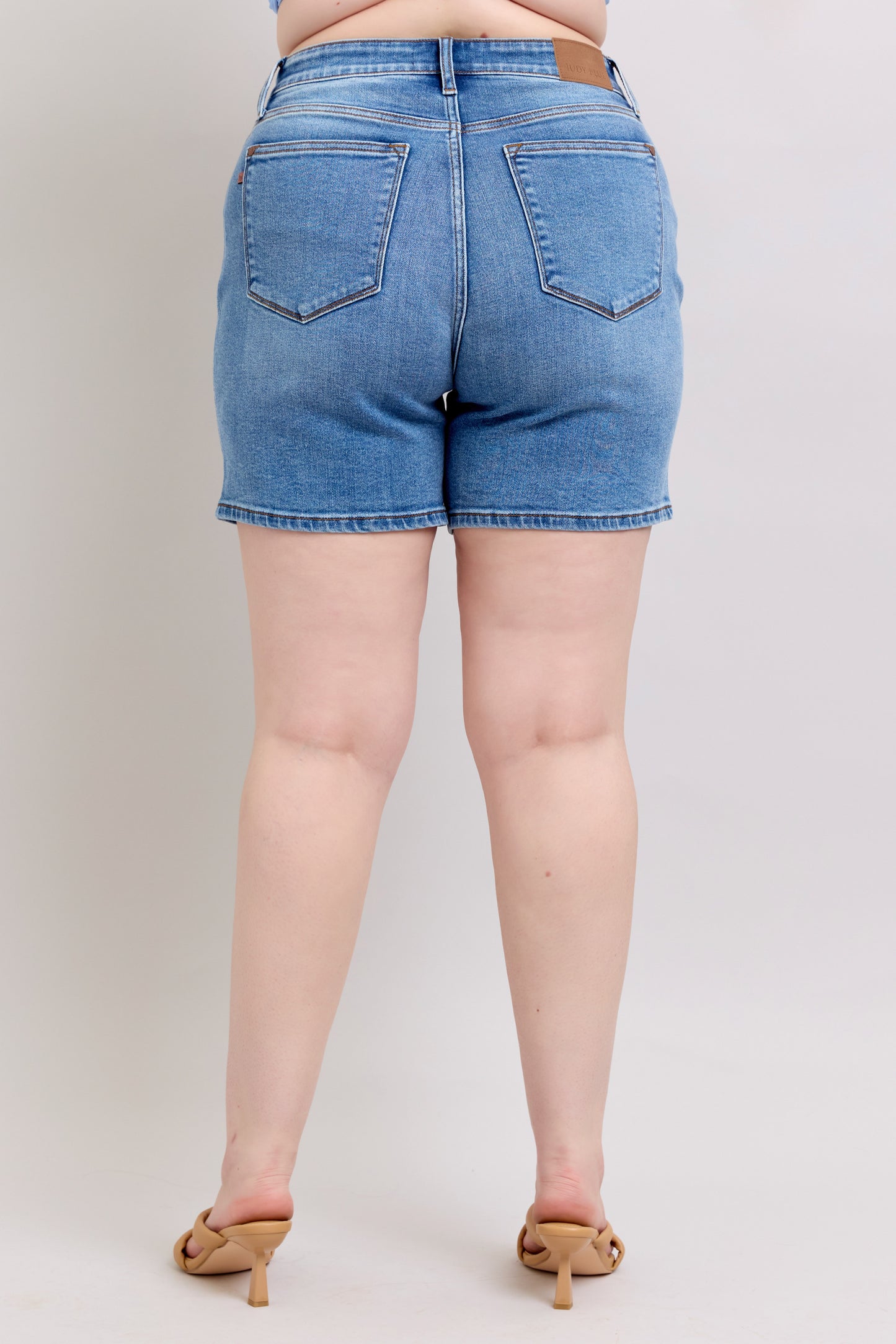 Judy Blue High Waist 2 Button Mid Length Dad Shorts