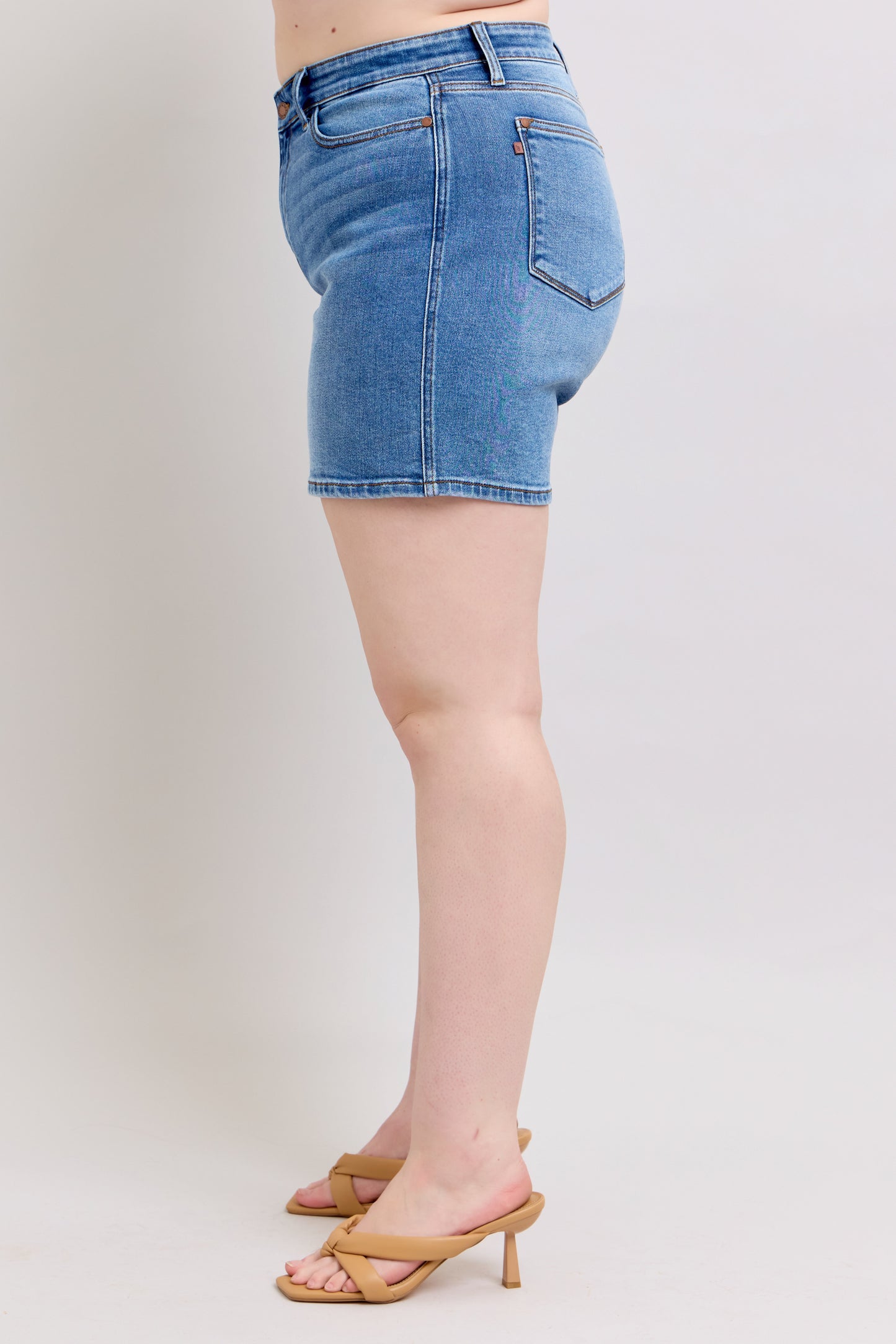 Judy Blue High Waist 2 Button Mid Length Dad Shorts