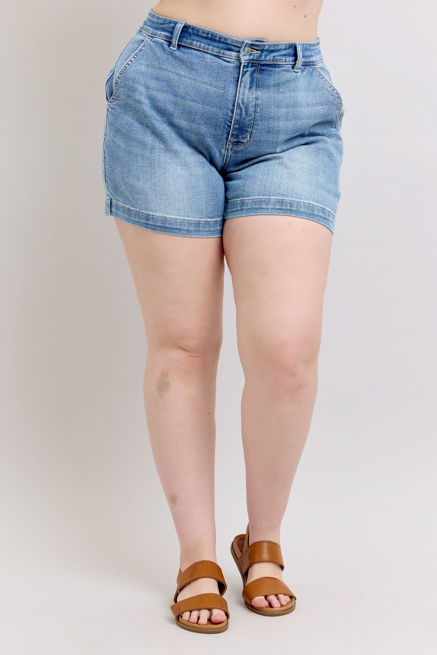 Judy Blue Denim Trouser Shorts-PLUS