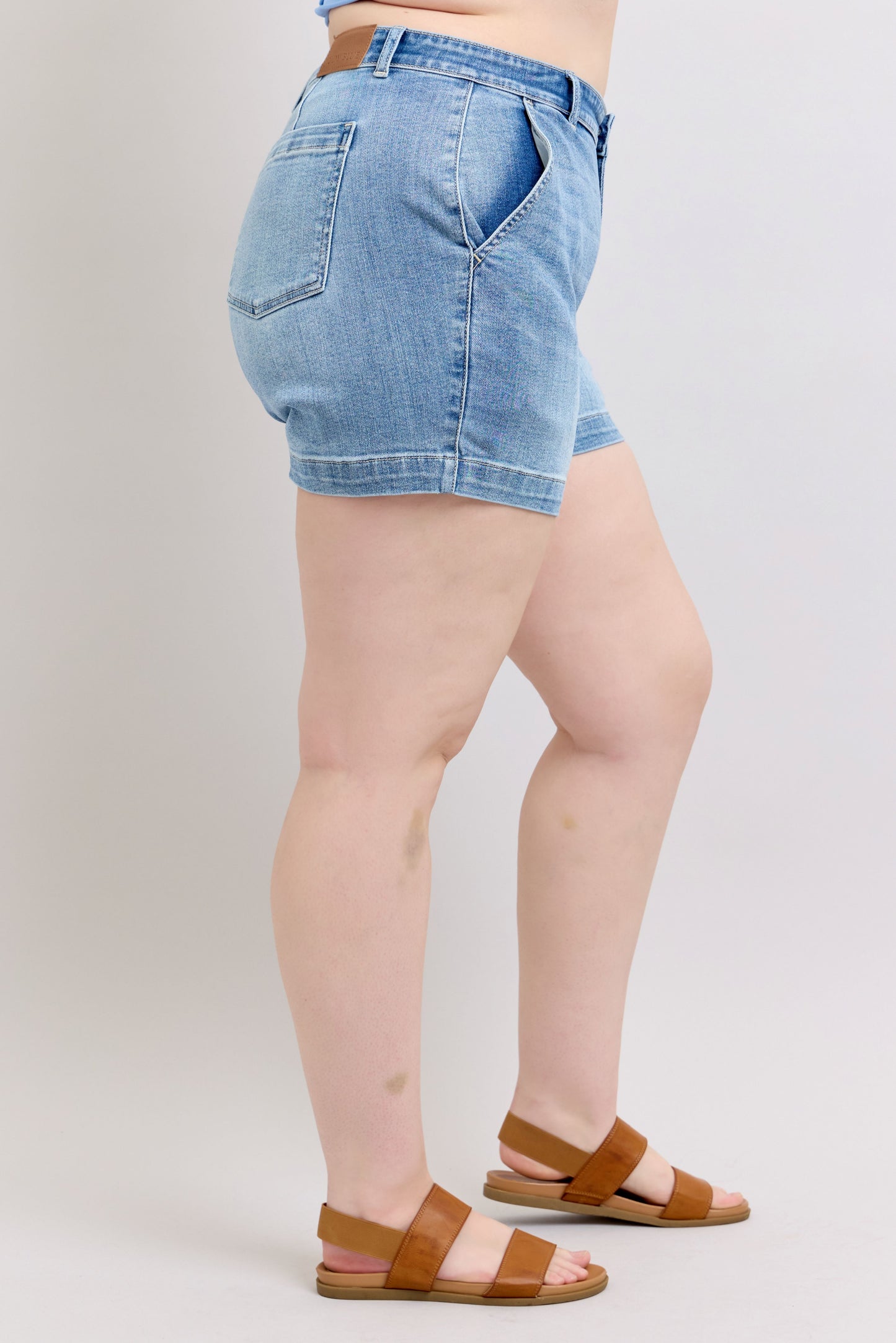 Judy Blue Denim Trouser Shorts-PLUS