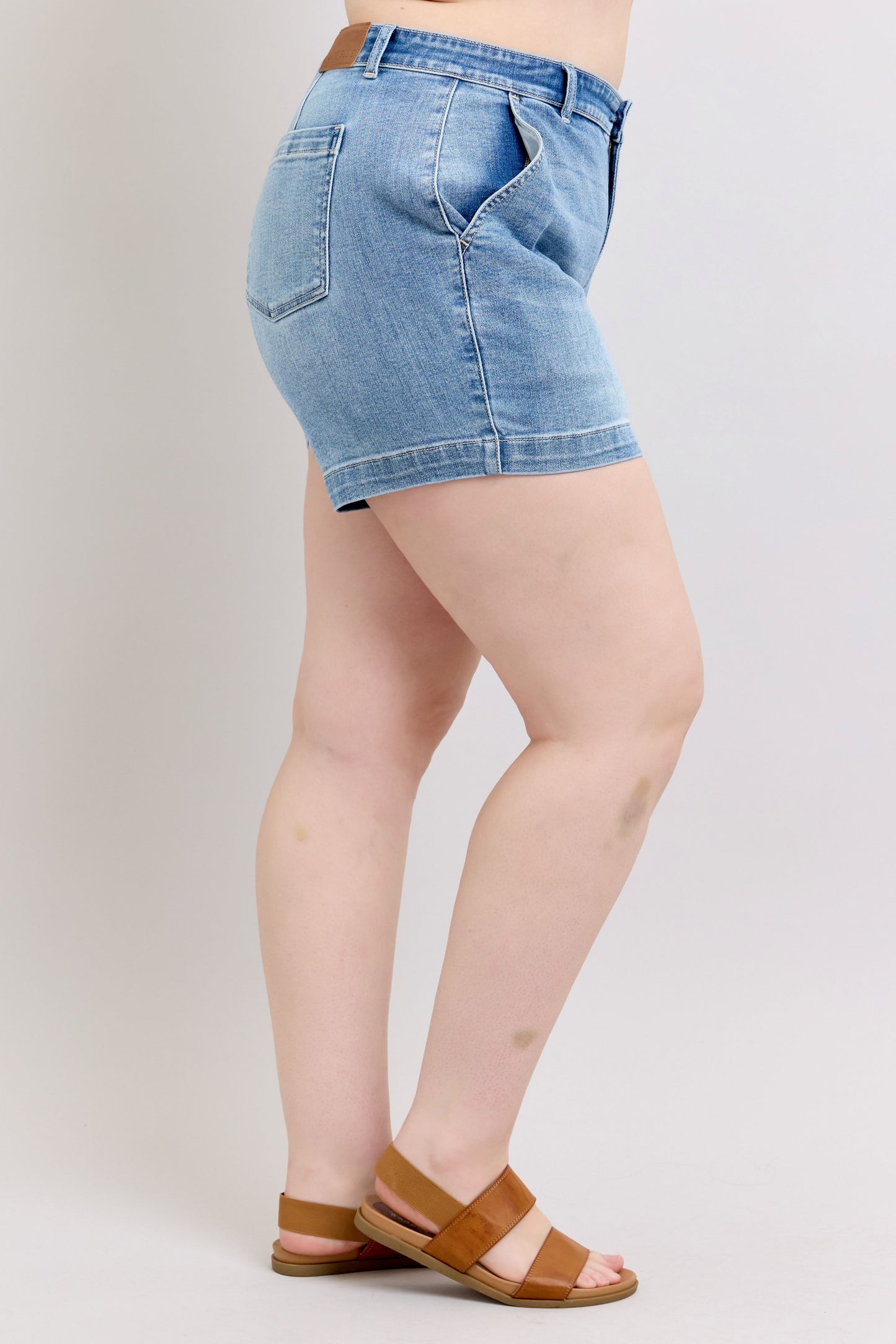 Judy Blue Denim Trouser Shorts-PLUS